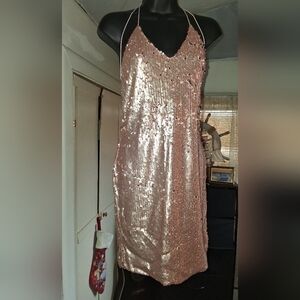 L'ATISTE Rose Gold Sequin Dress